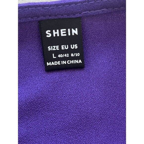 Shein L Purple Laser Cut Sleeve Blouse Pleated Front L - Picture 8 of 13